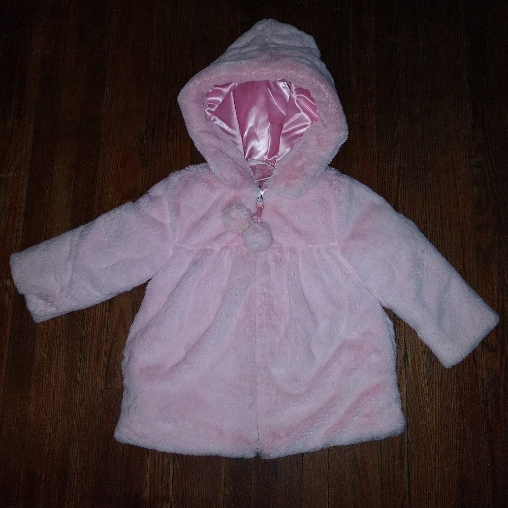 3t Girls Pink Plush feel Coat - Playtown